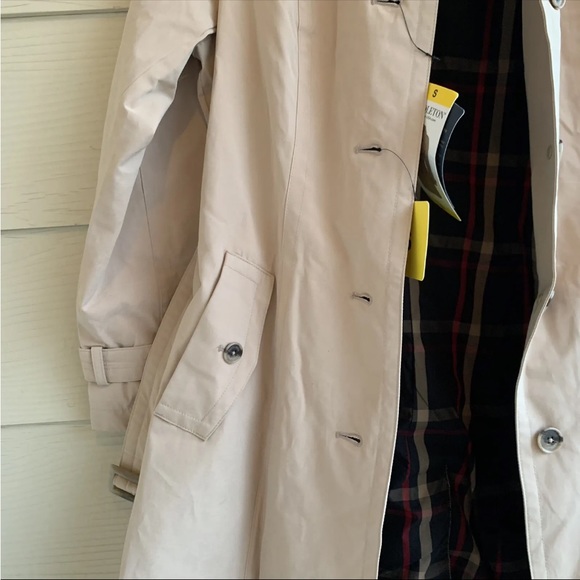 NEW Pendleton Beige Trench Coat Jacket size Small Plaid Lining Belted Buttons - Picture 10 of 12
